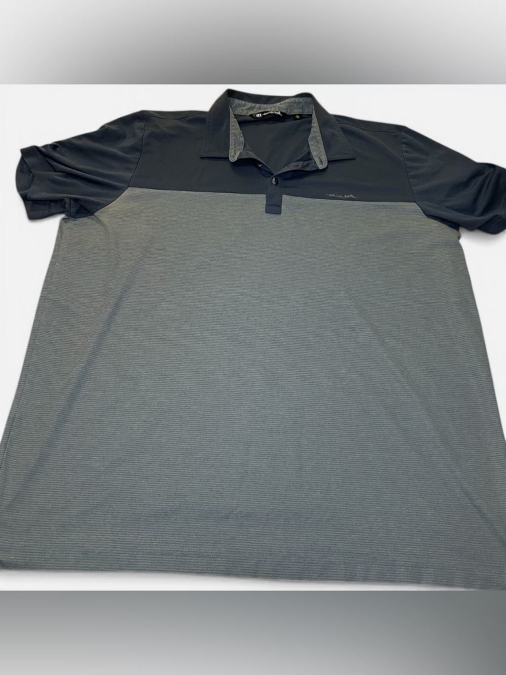 Travis Matthew Short Sleeve Gray And Navy Performance Golf Polo Shirt Men’s XXL